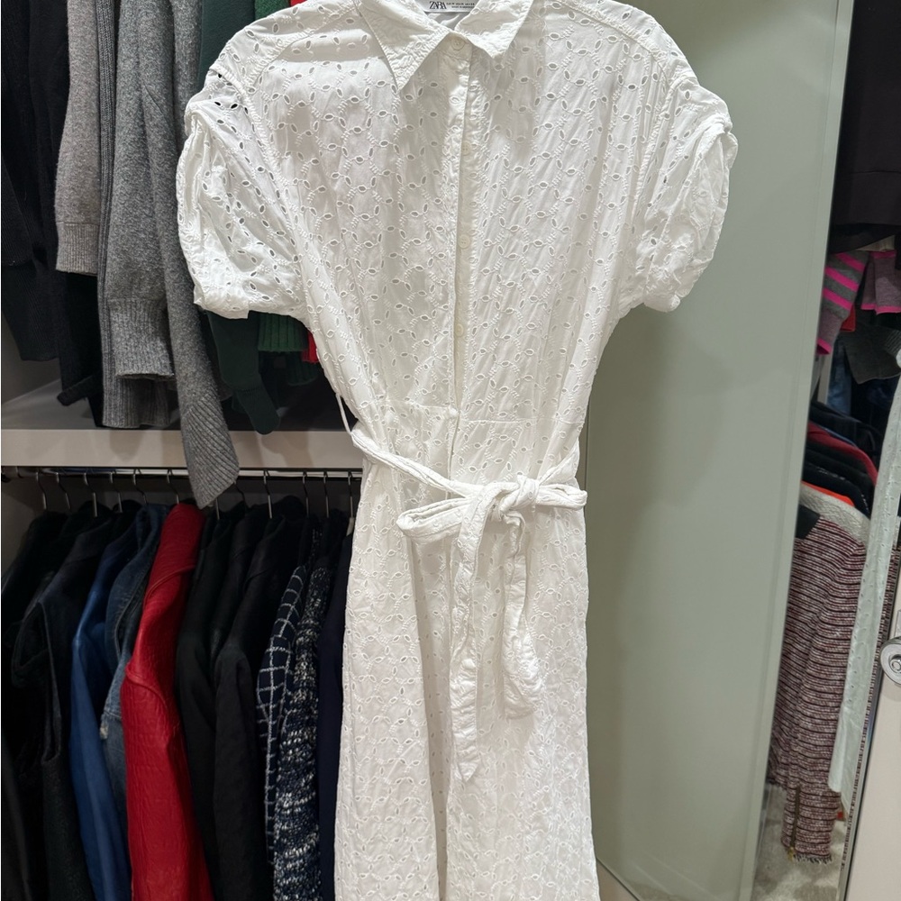 Elegant White Eyelet Dress